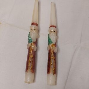 Santa Claus Taper Candles - Cream and Purplr